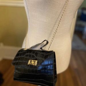 Black mini croc handbag